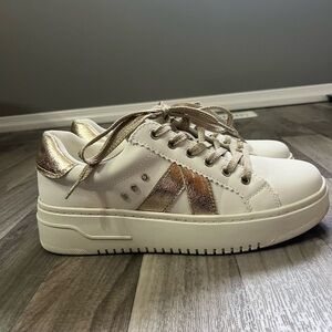 White and Gold Sneakers